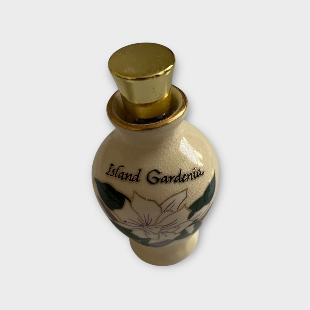 Hawaiian Classic Island Gardenia Perfume Bell EMPTY Ceramic Crackle Bottle .125 - Picture 2 of 9